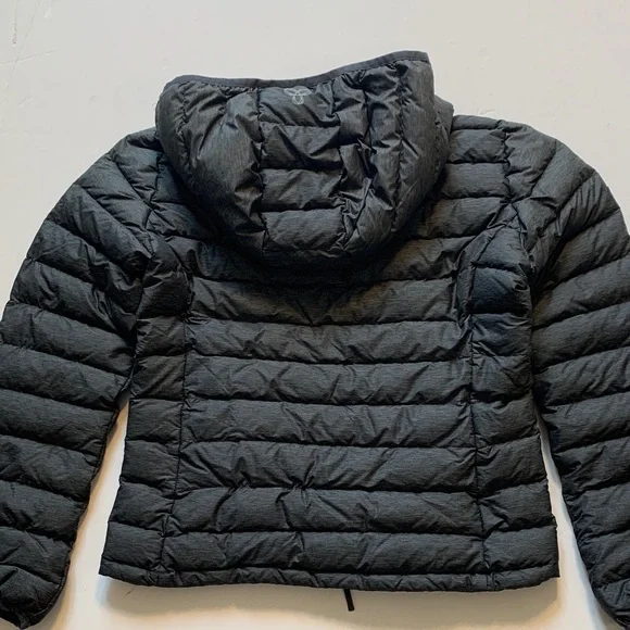 TNA women’s size small dark, charcoal, gray Hooded down Jacket - Picture 10 of 14